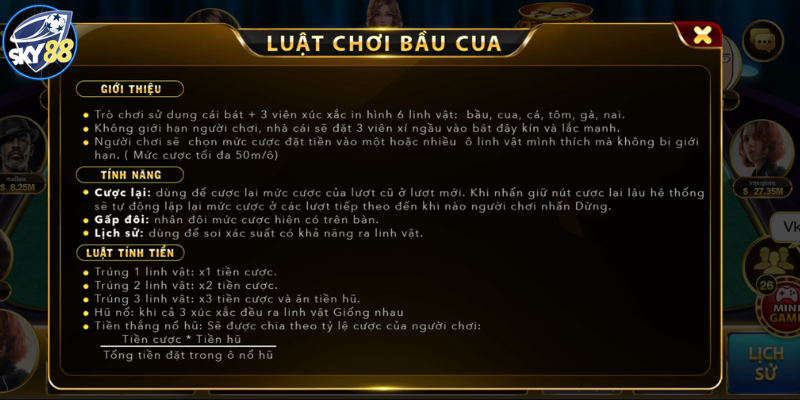 Tổng hợp những quy tắc quan trọng khi tham gia bầu cua Sky88